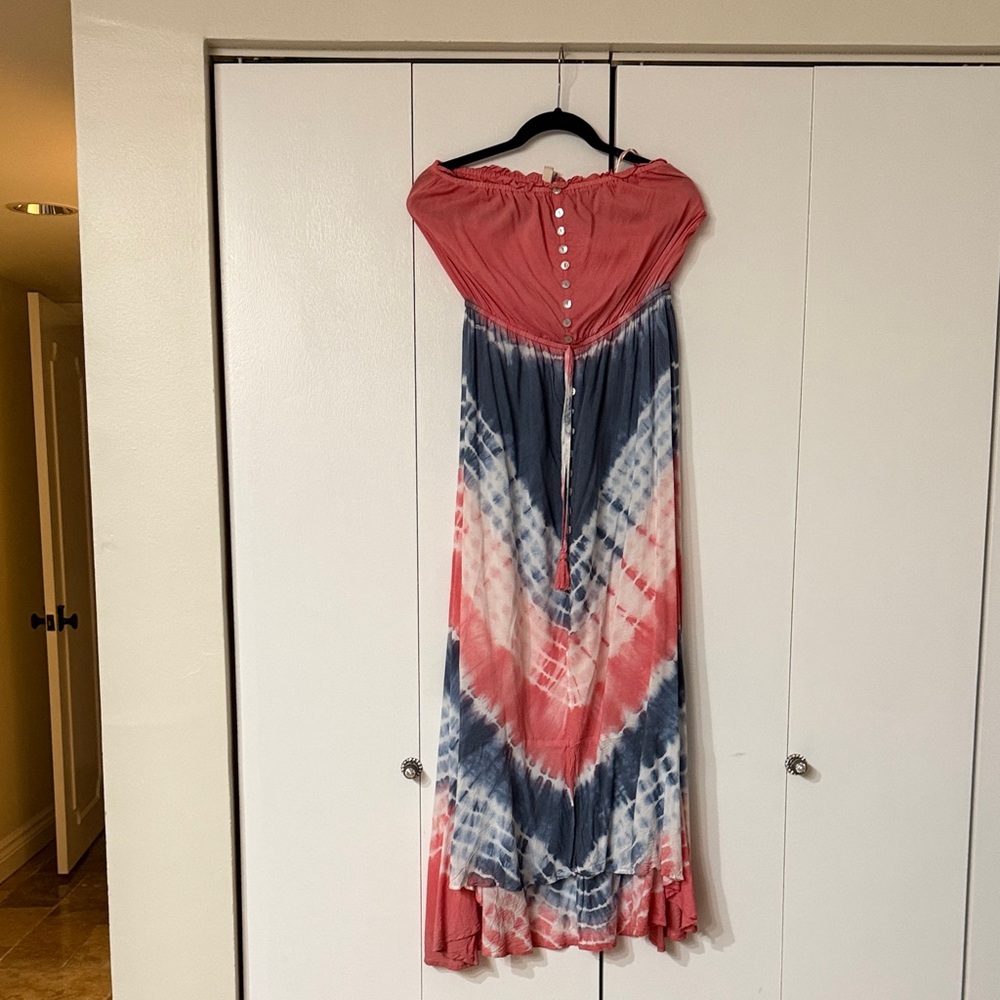 Elan Pink and Blue Tie-Dye Maxi Dress